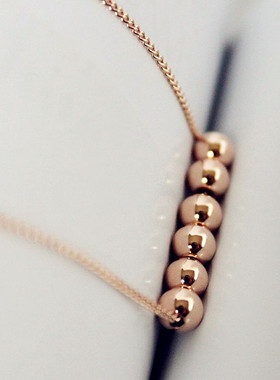 几何小圆球珠锁骨项链子18k彩玫瑰白金银色简单文艺清新饰品包邮