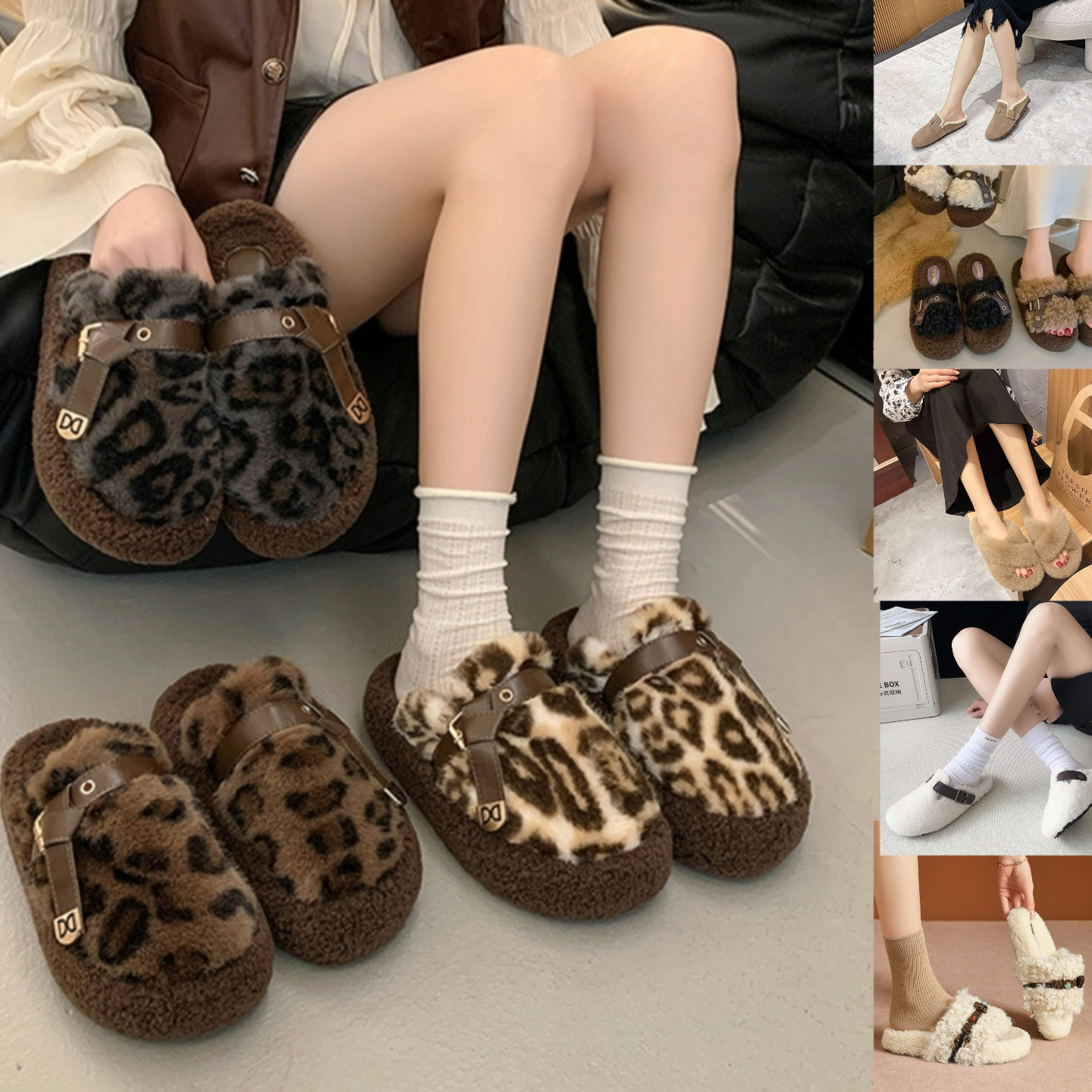 【新号惠银莱撤柜款1】冬季爆款时尚百搭网红时尚蝴蝶结女棉拖鞋