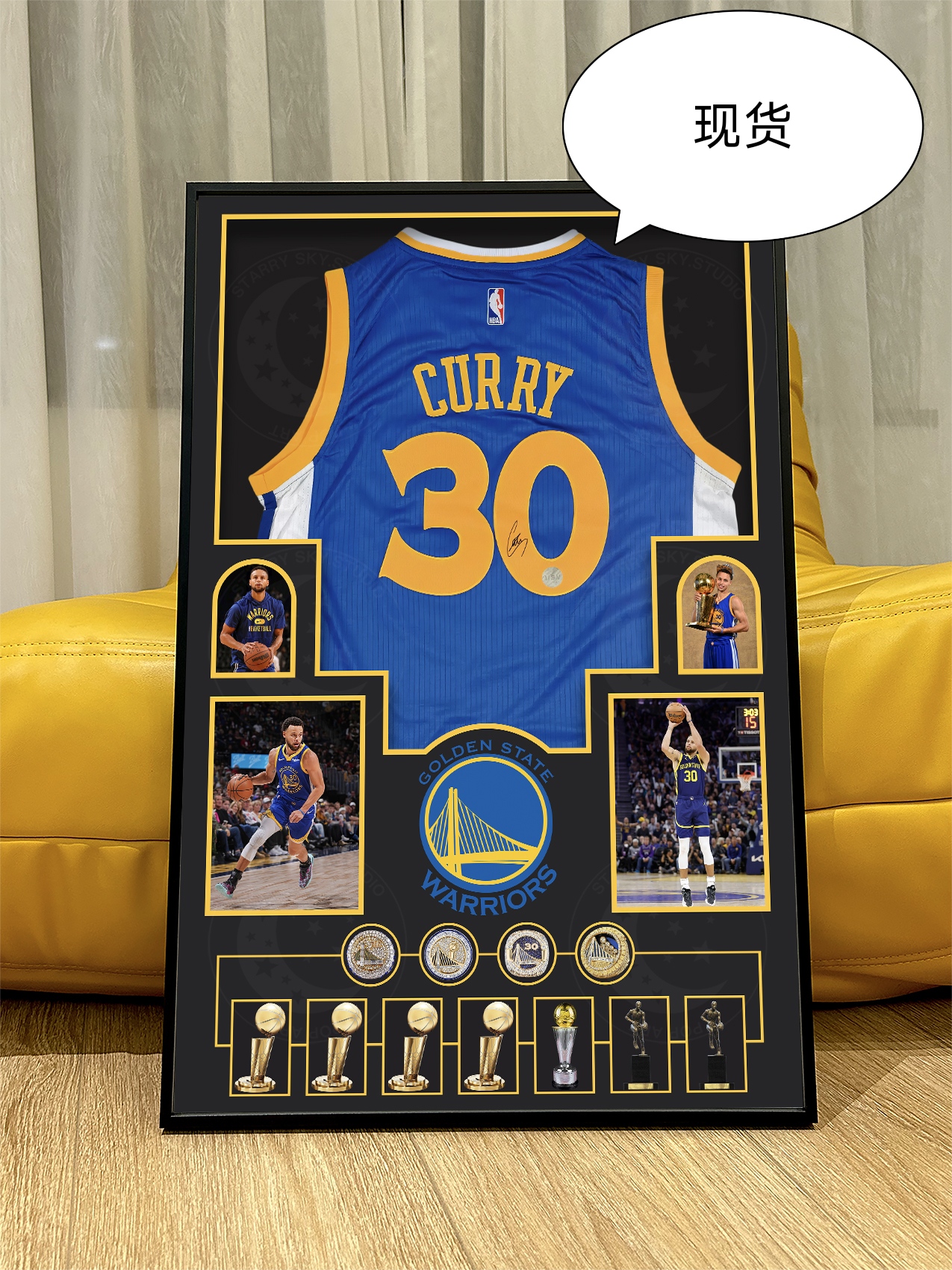 星空库里球衣版画斯蒂芬·库里curry萌神三分王nba金州勇士装饰画