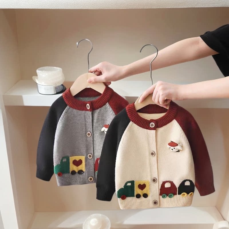 男童毛衣开衫2026新款宝宝春秋外套婴幼儿童针织衫洋气小男孩春装
