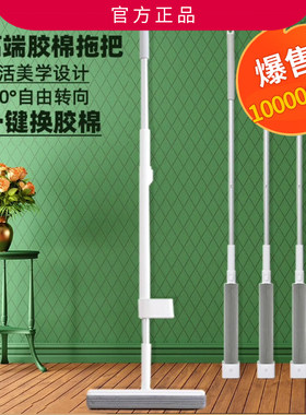 蓝小鱼海绵拖把家用清洁免手洗懒人胶棉吸水干湿两用