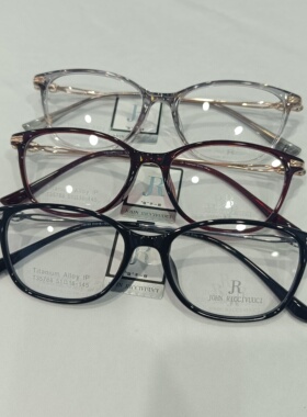 JR超轻钛合金混合TR名媛款近视眼镜老花镜框35788新款女酒红透灰