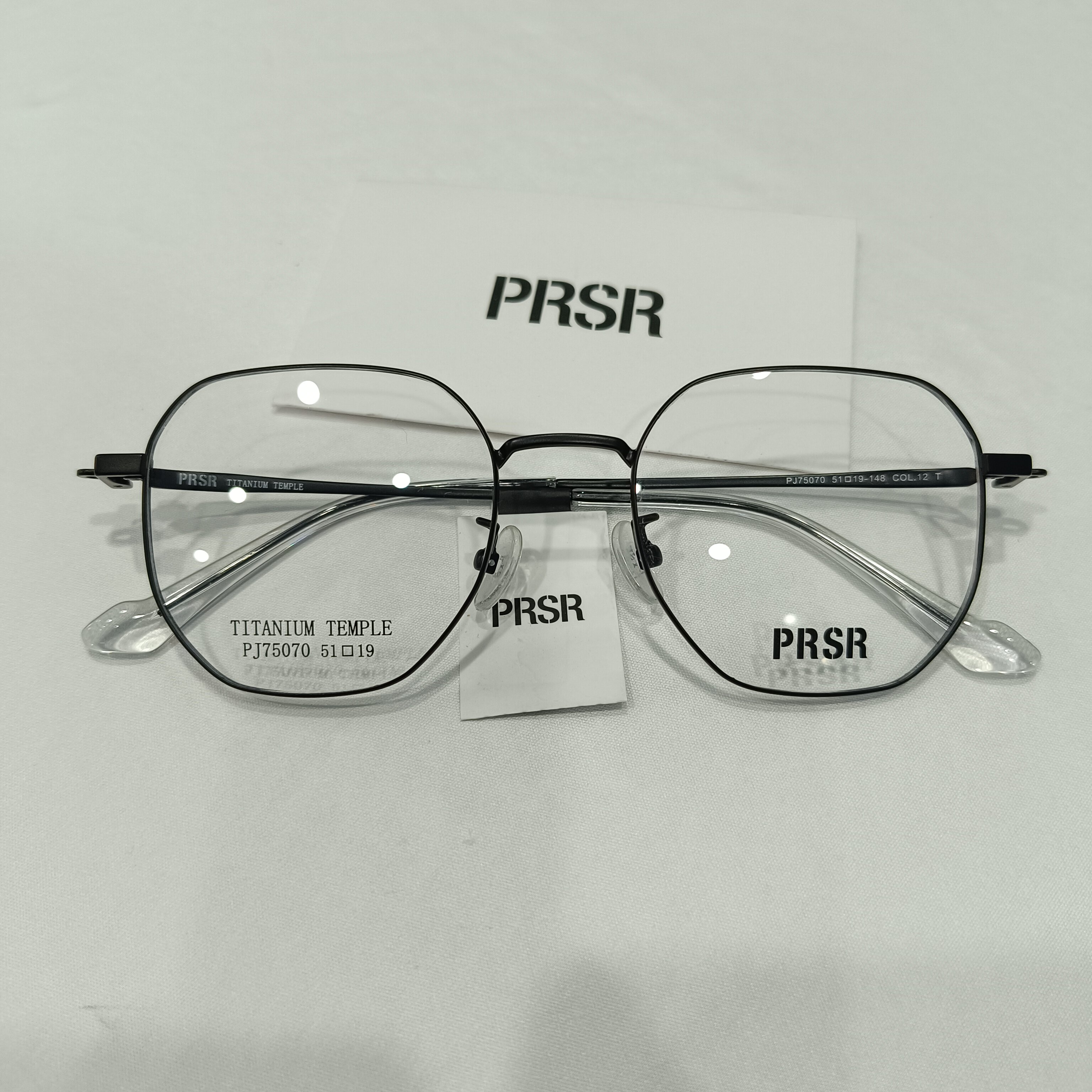 帕莎正品钛合金近视眼镜框黑色多边方形男女复古75070可配镜片