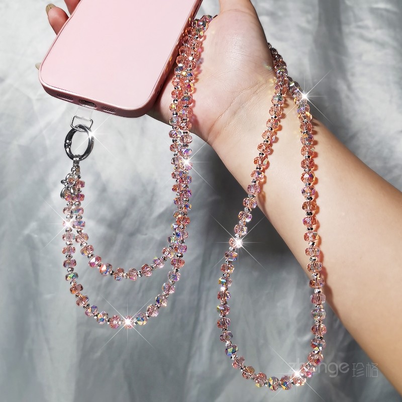 清新透闪手机挂链斜挎长款ins女精致高级感背带夏日潮流手机挂绳