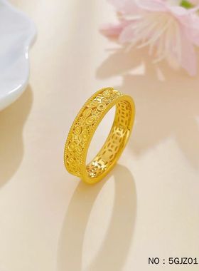 黄金戒指5G足金999情侣求婚戒指