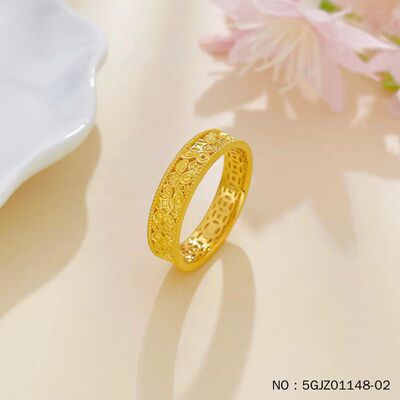 黄金戒指5G足金999情侣求婚戒指