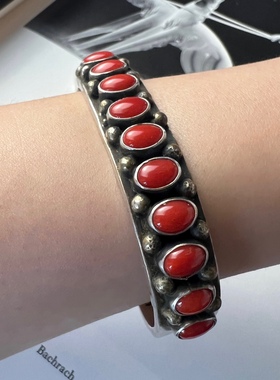 古董首饰手镯印第安纳瓦霍纯银