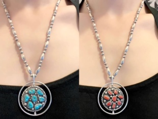 印第安银饰古董首饰925银饰项链天然绿松石项链睡美人绿松石项链