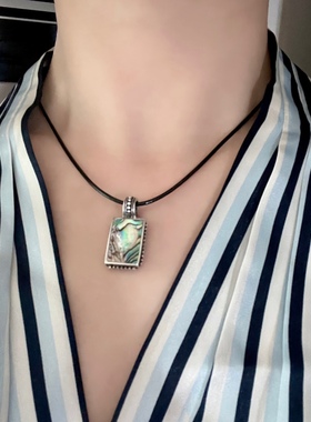 纯银吊坠母贝吊坠古董首饰925