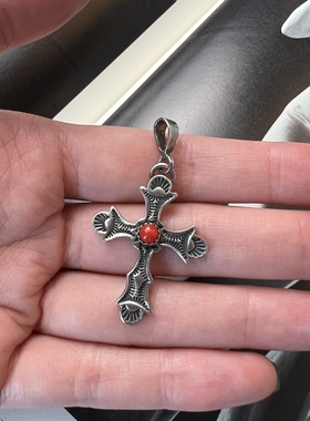 925纯银吊坠纯银十字架吊坠十字架项链欧美手工银饰古董首饰