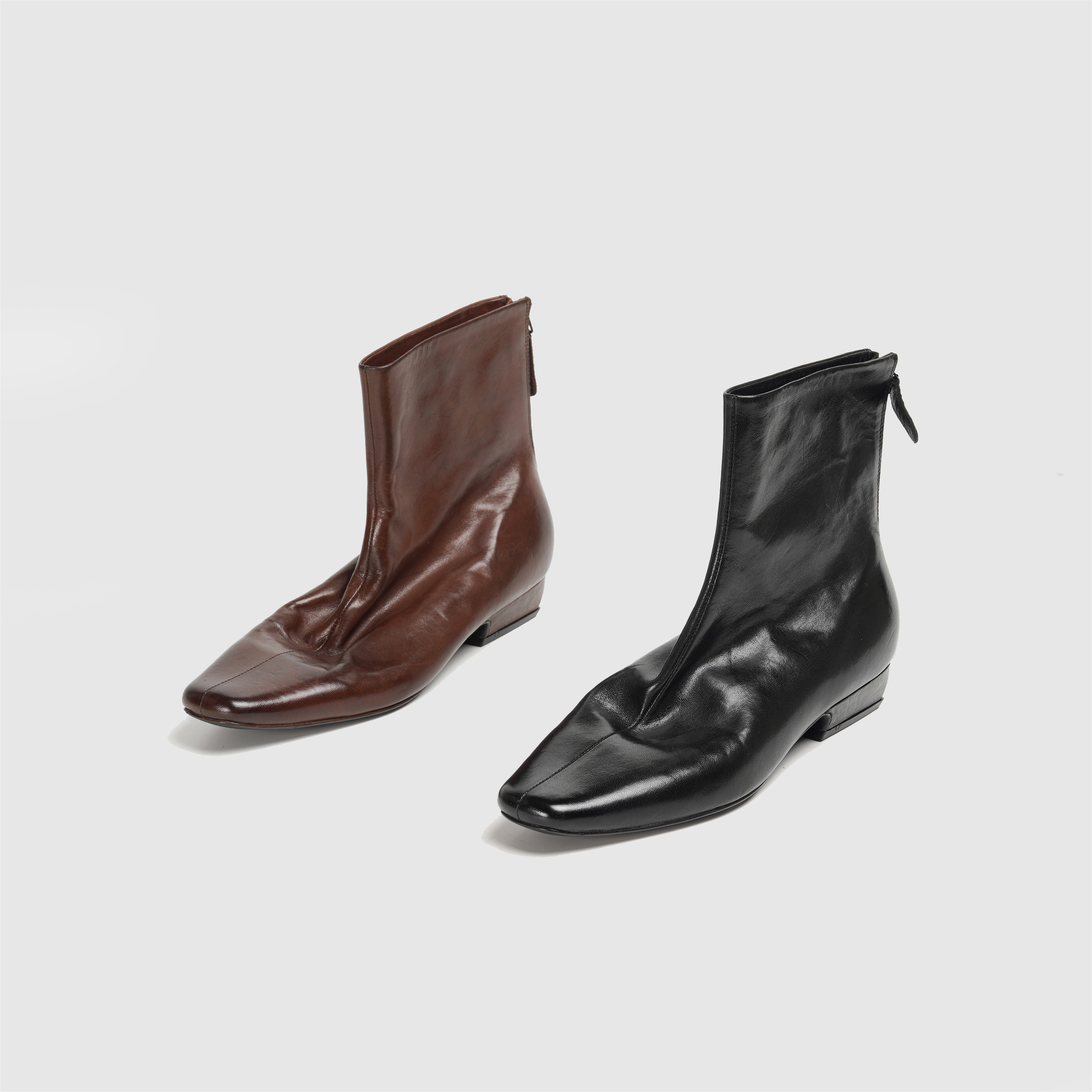 静奢色调 进口水洗马皮显瘦低跟时装靴 极简方头复古通勤短靴裸靴,女鞋,时装靴,淘宝优惠券,粉丝福利购,淘宝优惠卷