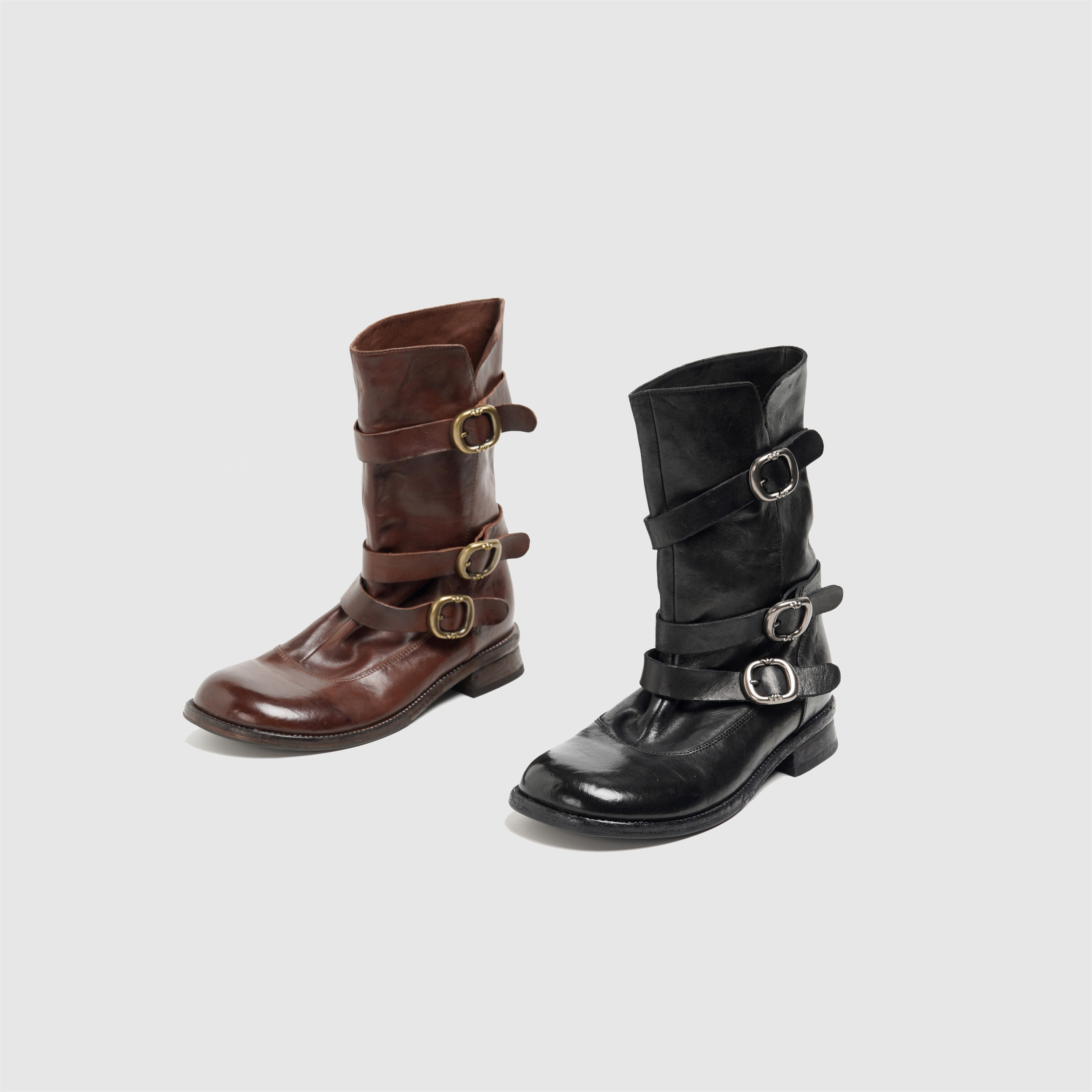 意大利水洗马皮英伦复古机车靴