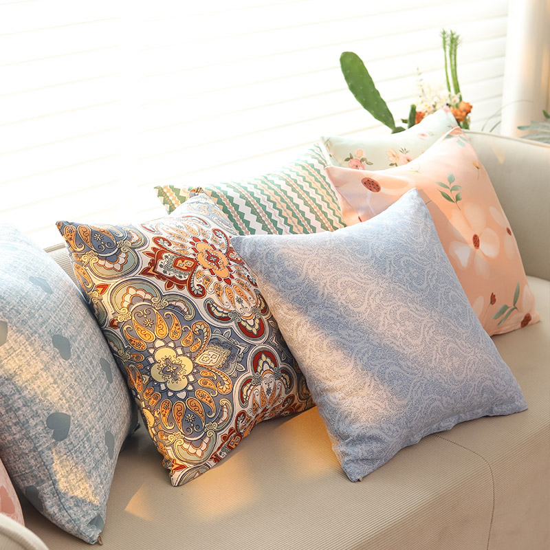 棉帆布抱枕套小清新靠垫不含芯老粗布靠背垫罩办公室沙发靠枕定制
