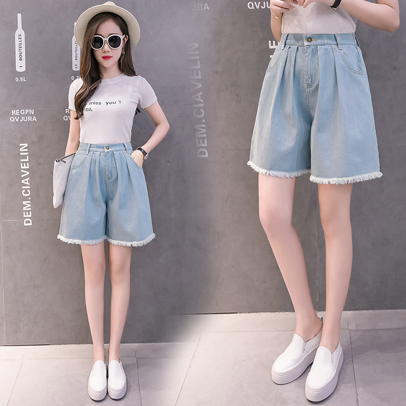 牛仔短裤五分裤女夏季2018新款韩版学生高腰阔腿中裤复古宽松热裤|ruв категории Женская одежда, джинсы - от Buy2taobao.com для оказания профессиональной услуги покупки агента Taobao