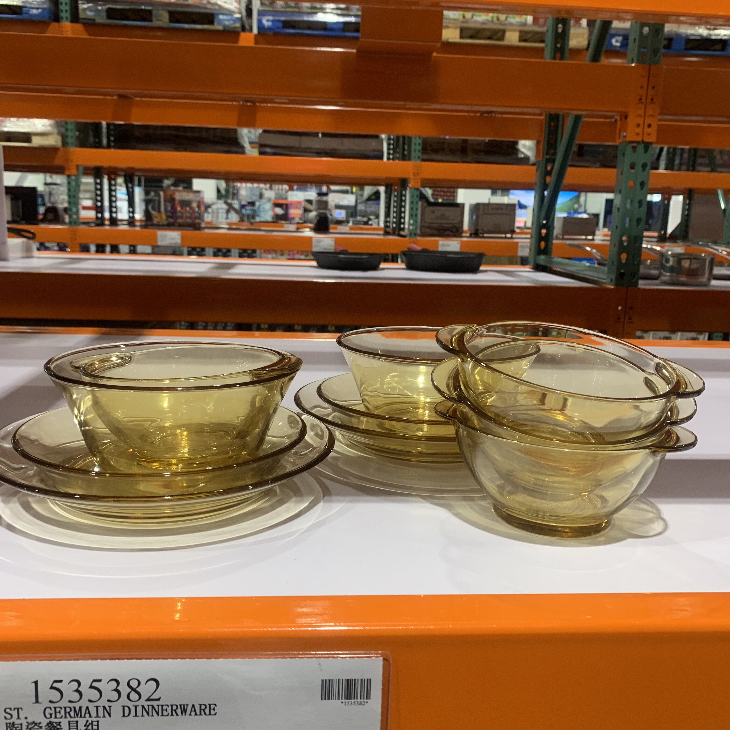 Costco代购美国康宁餐具Pyrex晶彩透明餐具耐热玻璃琥珀碗10件套图片