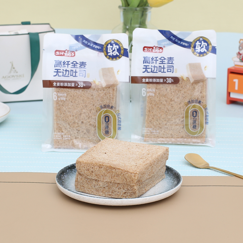 盐津铺子憨豆爸爸高纤全麦面包
