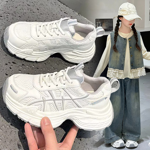 女童春秋新款网面透气老爹鞋
