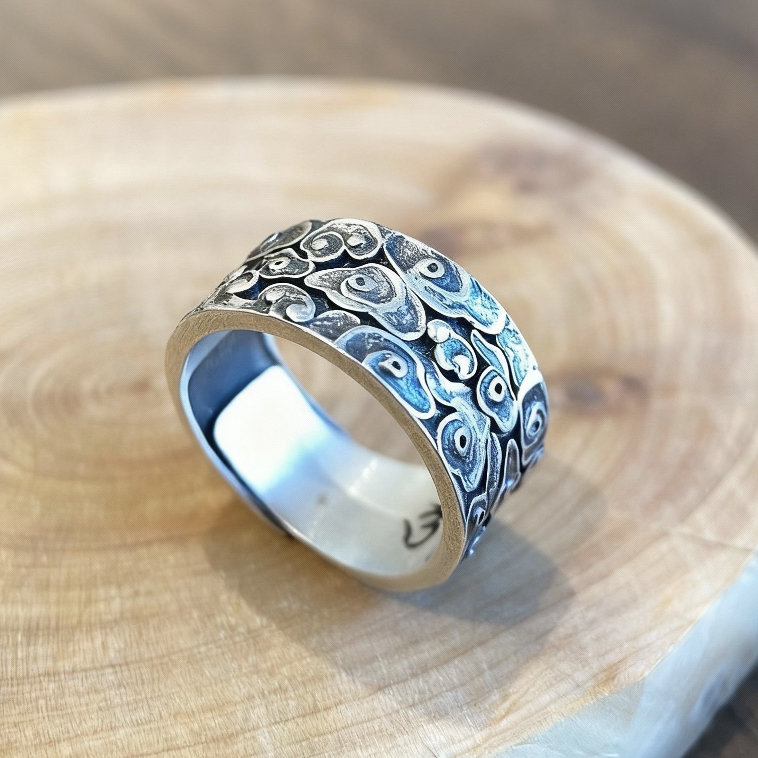 990纯银祥云戒指男士宽大版古法磨砂开口活口足银戒国潮复古百搭,饰品/流行首饰/时尚饰品新,银饰戒指,淘宝优惠券,粉丝福利购,淘宝优惠卷