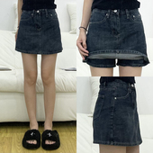 女装 复古牛仔短裙女胖mm夏季 裙裤 300斤大码 显瘦休闲百搭a字短裤 裙