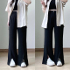 胖mm开叉微喇叭西裤 女高腰显瘦窄版 休闲拖地阔腿西装 300斤大码 裤