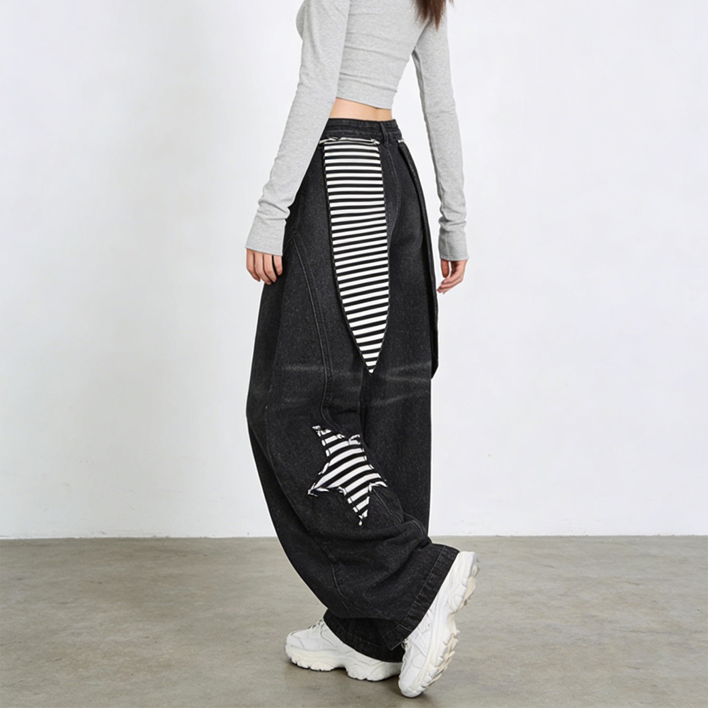 大码胖mm复古星星贴布刺绣牛仔裤女可拆卸设计感宽松阔腿弯刀裤子,女装/女士精品,大码裤装,淘宝优惠券,粉丝福利购,淘宝优惠卷