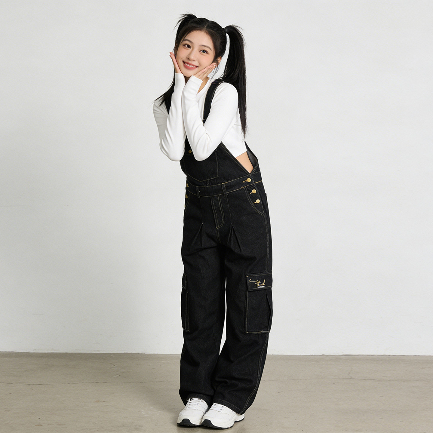 2026春季大码胖mm美式工装多口袋牛仔背带裤女高腰宽松阔腿连体裤,女装/女士精品,大码裤装,淘宝优惠券,粉丝福利购,淘宝优惠卷