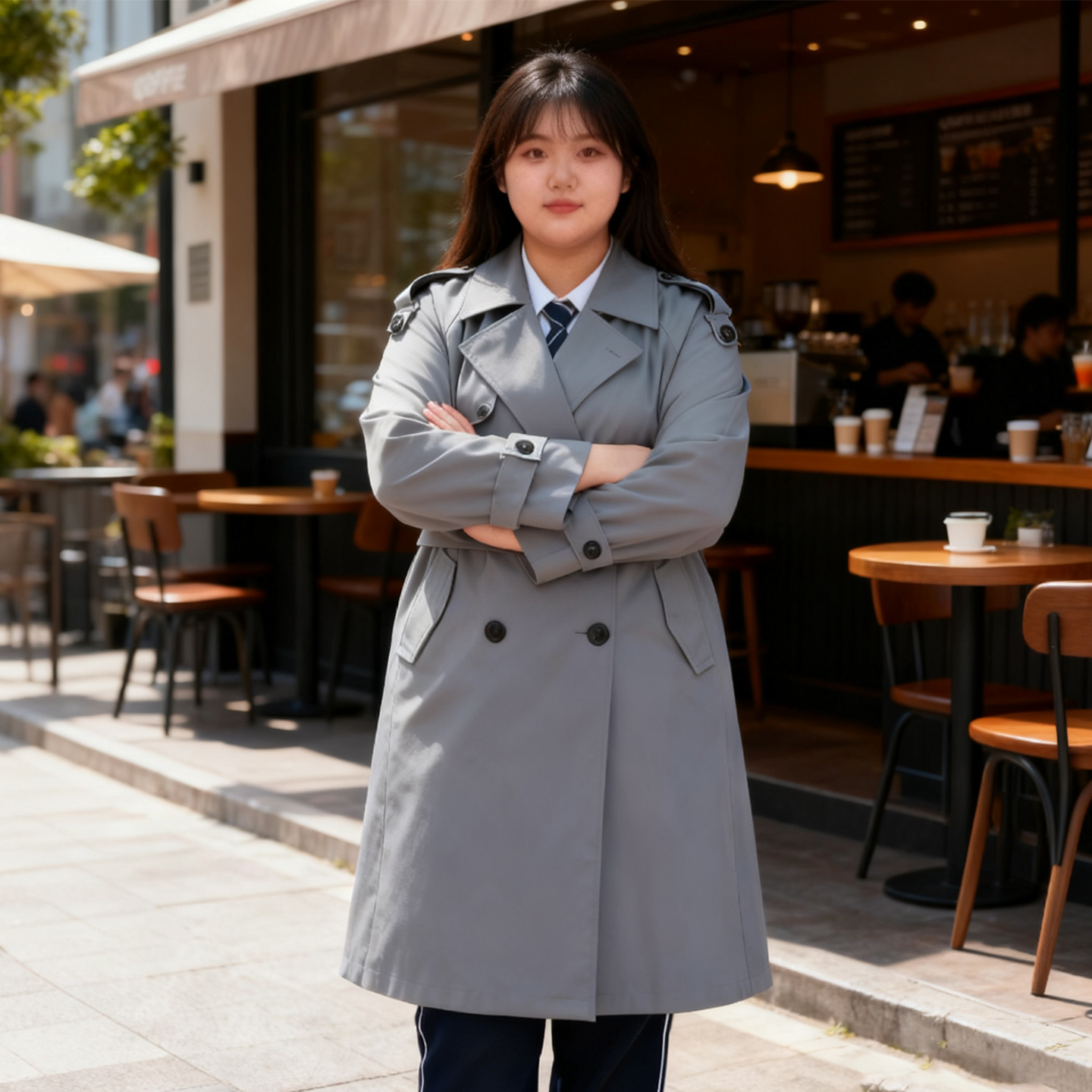 2025新款大码翻领中长款风衣外套