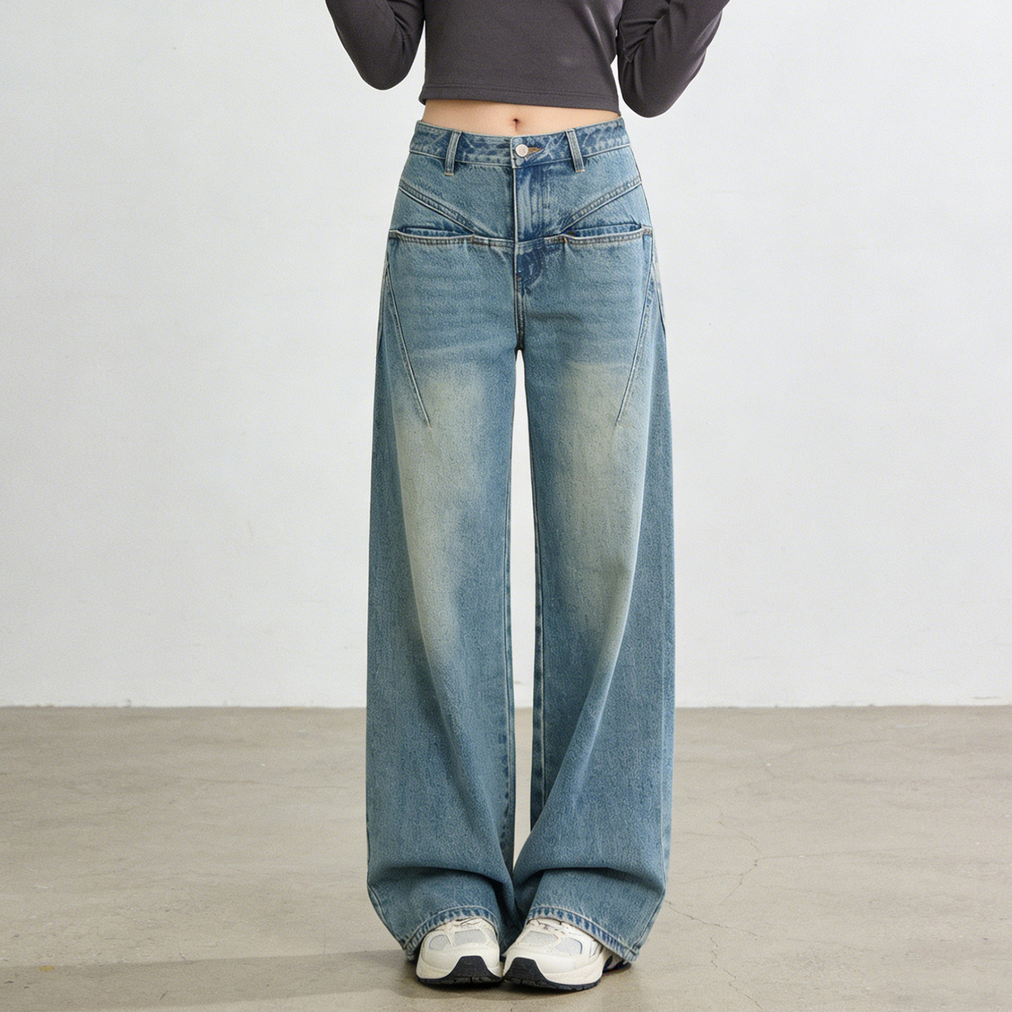 2026春季新款大码胖mm复古高腰阔腿牛仔裤女水洗垂感显瘦拖地裤子,女装/女士精品,大码裤装,淘宝优惠券,粉丝福利购,淘宝优惠卷