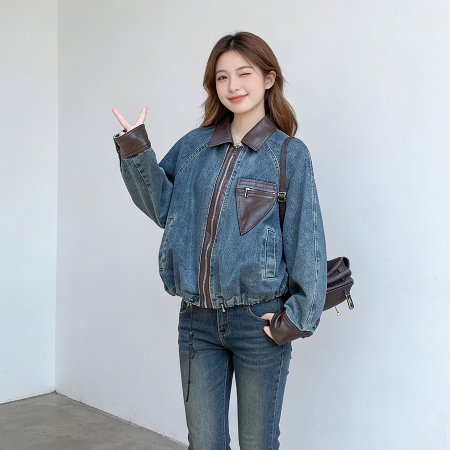 2026春季大码女装复古拼接翻领牛仔外套女宽松百搭设计感夹克上衣,女装/女士精品,常规大码外套,淘宝优惠券,粉丝福利购,淘宝优惠卷