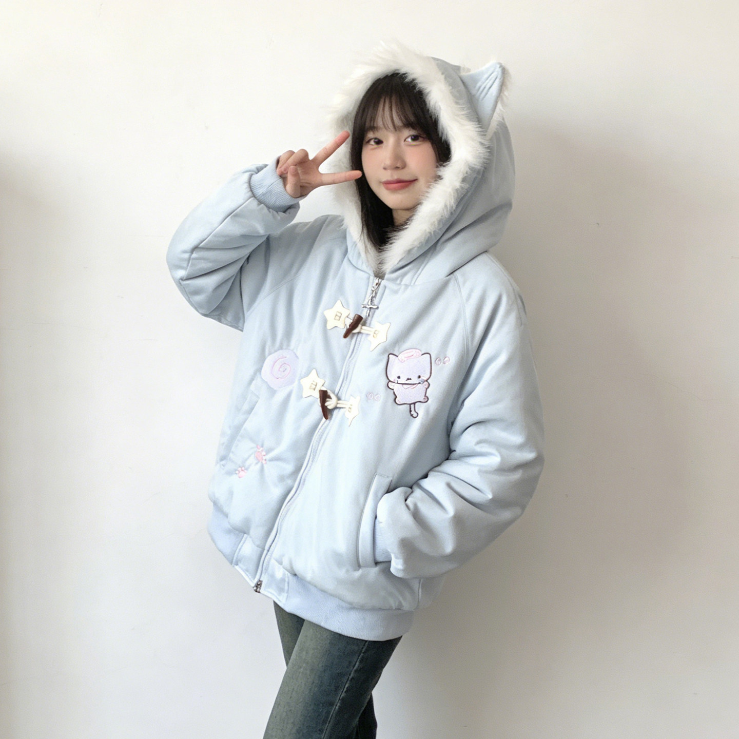 300斤大码胖mm甜美可爱卡通连帽棉服女宽松冬季加厚保暖棉袄外套,女装/女士精品,大码棉服,淘宝优惠券,粉丝福利购,淘宝优惠卷