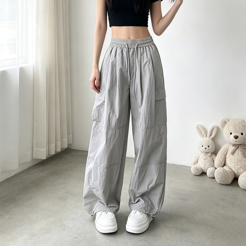 大码胖mm夏季工装阔腿休闲裤女