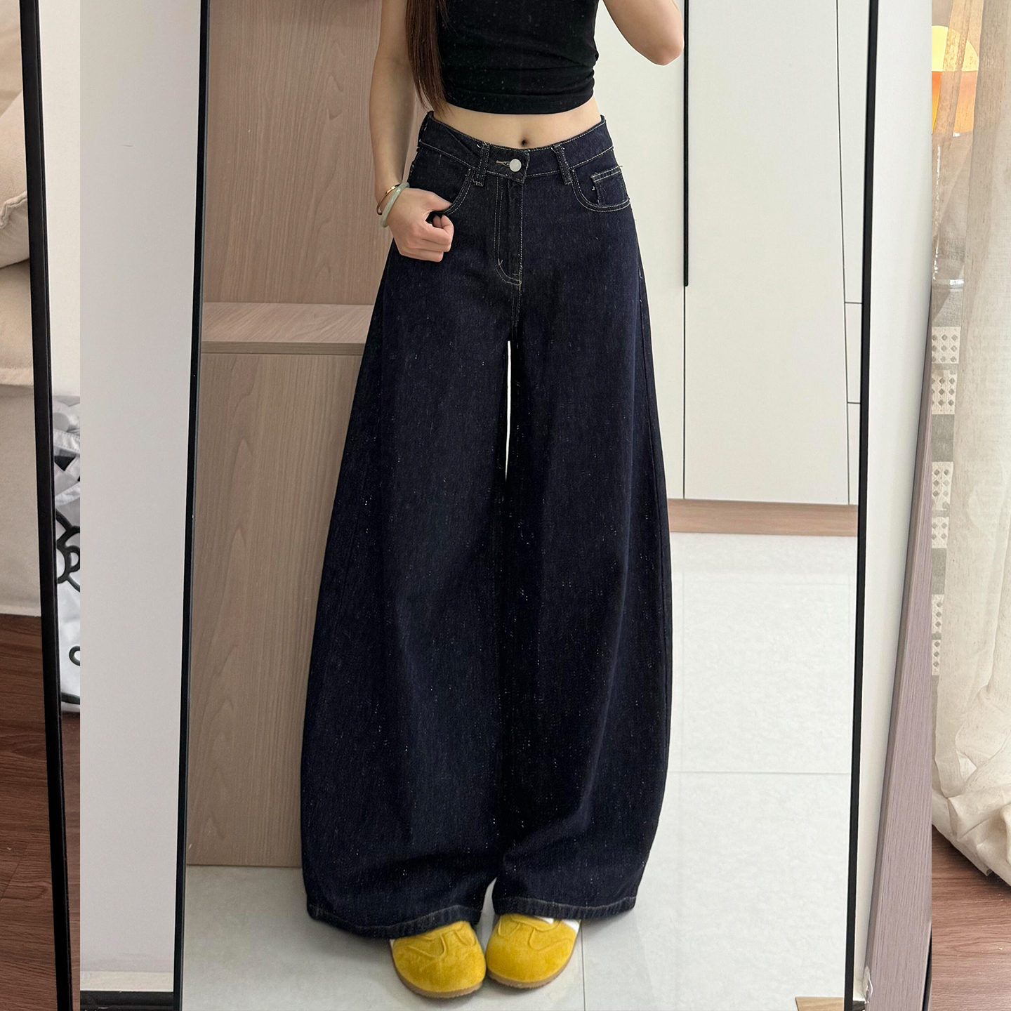 300斤大码美式复古牛仔裤女