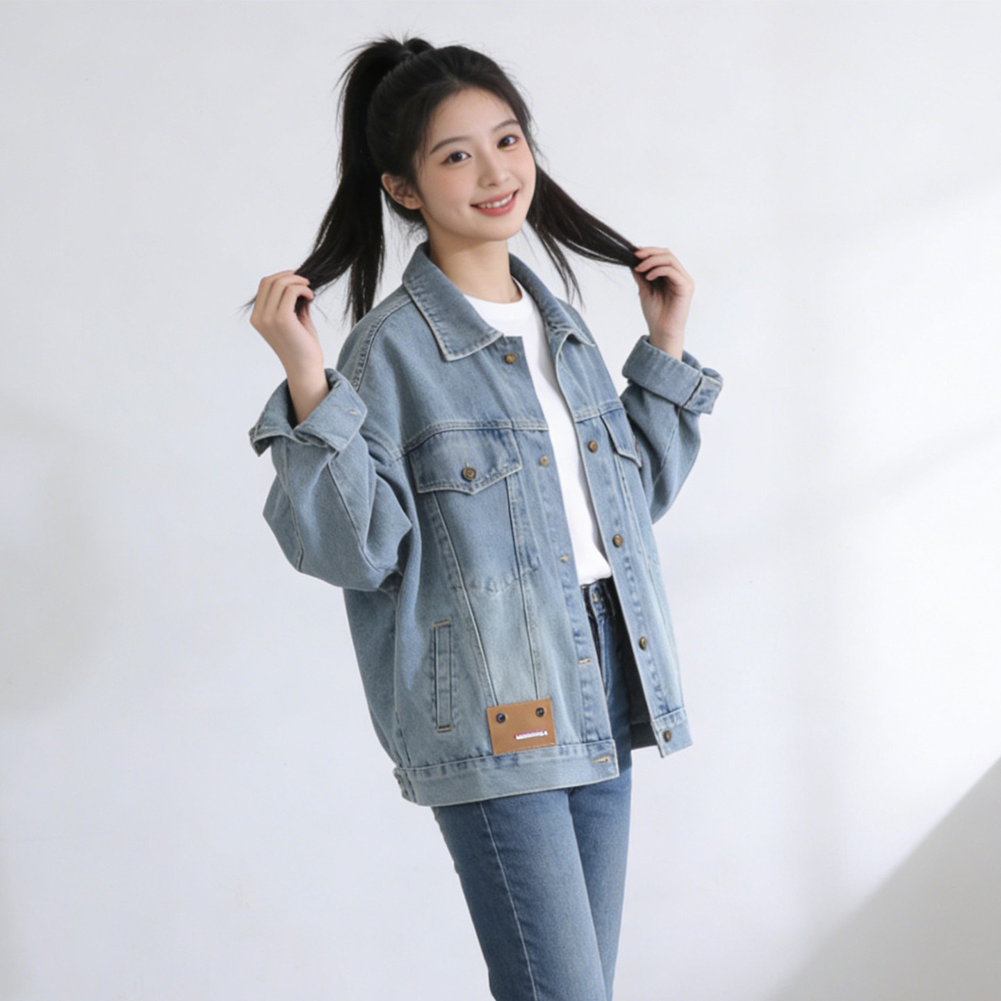 2026春季大码胖mm学院风复古牛仔外套女宽松显瘦翻领百搭休闲夹克,女装/女士精品,常规大码外套,淘宝优惠券,粉丝福利购,淘宝优惠卷