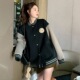 美式 秋冬新款 300斤胖mm大码 复古棒球服女甜酷独特超好看夹克外套