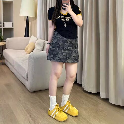 300斤大码美式工装复古半身裙女