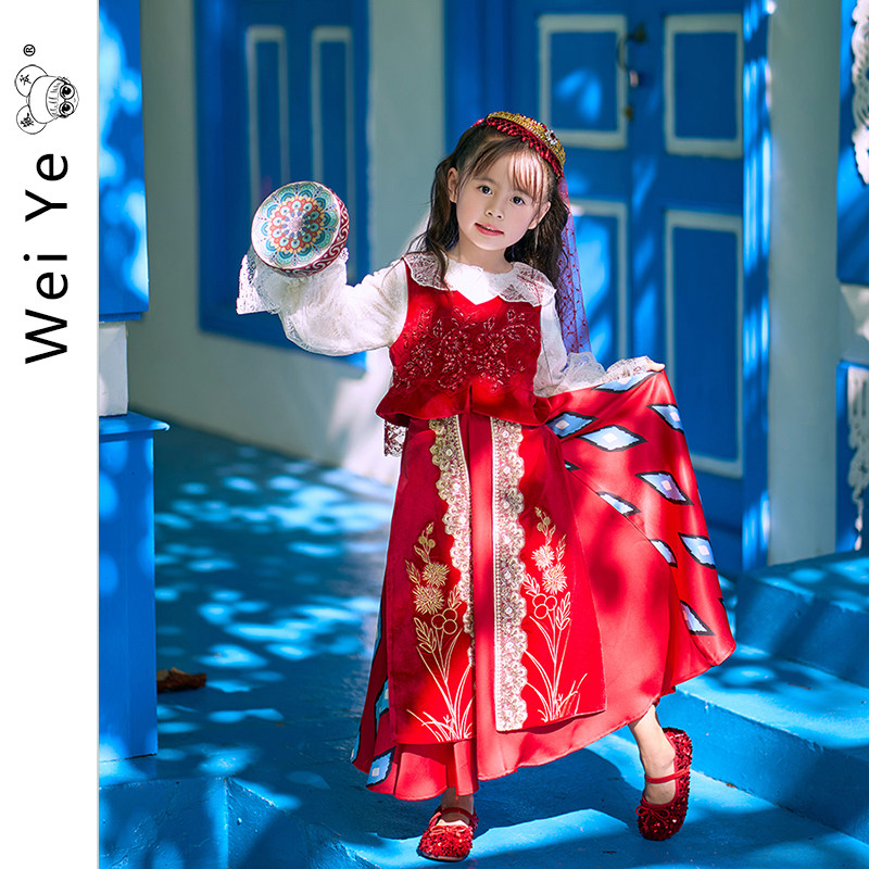 薇爷原创【新疆石榴花】女童宝宝蕾丝网纱异域中国风仙气连衣裙