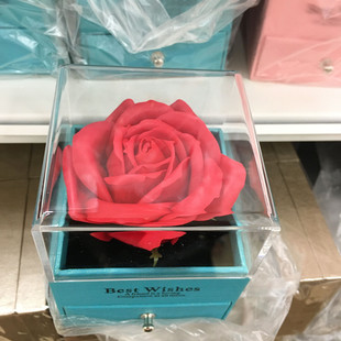 永生花玫瑰花耳钉手镯手链戒指项链礼盒包装首饰礼物盒子高档送人