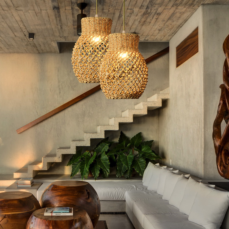 创意手工东南亚藤编吊灯乡村田园民宿客房餐厅阳台工程样板房灯具