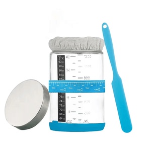 亚马逊热销50oz酸面团发酵罐烘焙玻璃瓶批发温度计布套和金属盖子