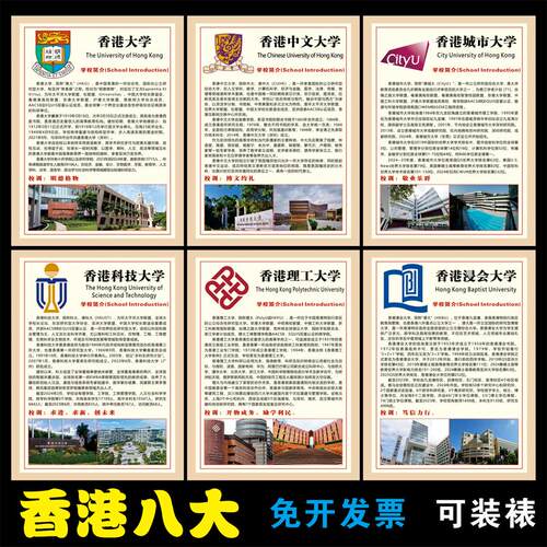 香港八大院校海报自粘墙贴纸