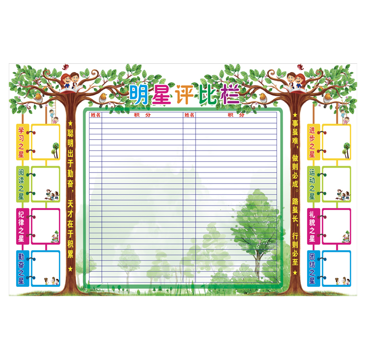 班级评比栏个人班级之星积分表墙贴小学生教室红花光荣榜文化布置