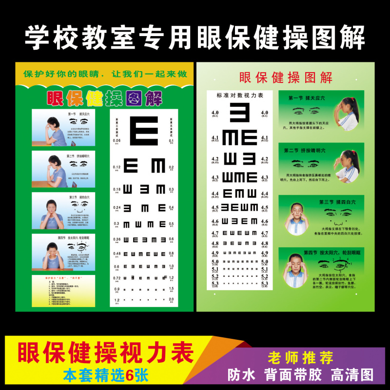 教室视力表眼睛保健操标准对数儿童挂图幼儿园学校班级布置墙贴画