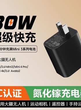 30W充电器PD快充适用DJI大疆Pocket3口袋相机Typec充电头大疆osmoPocket3 4充电器大疆pocket3充电器USB-C