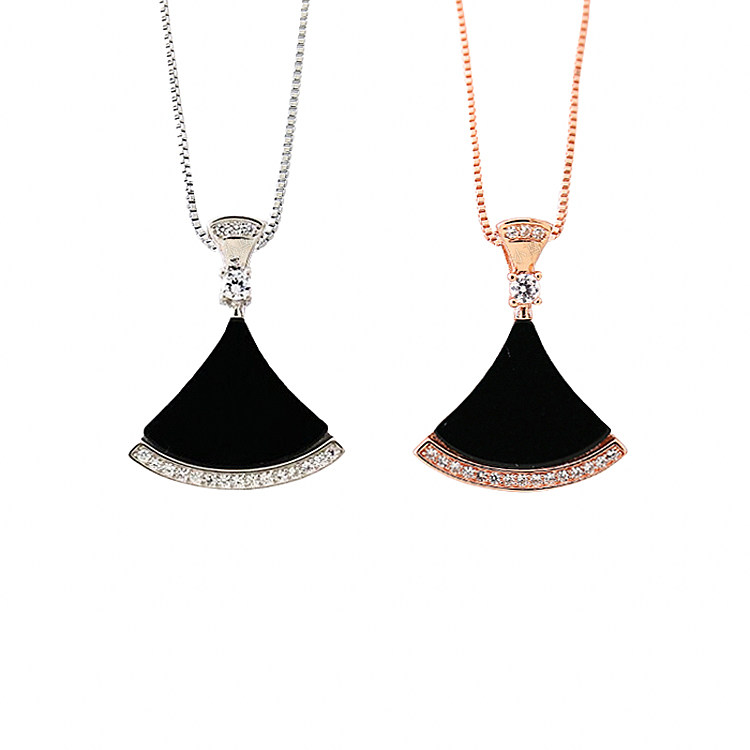 纯天然A货冰种满绿s925纯银墨翠翡翠银杏叶锁骨坠 墨玉叶子吊坠