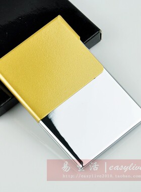 正品双枪超薄双色纯铜随身名片盒（金） 名片夹 男士礼品 803
