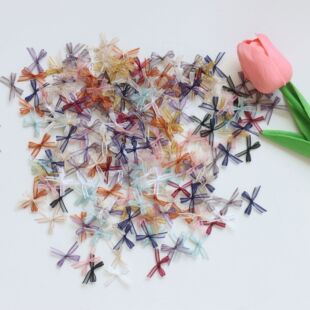 2cm欧根纱小蝴蝶结网纱贺卡装 饰设计发卡小号手打蝴蝶结Diy辅料