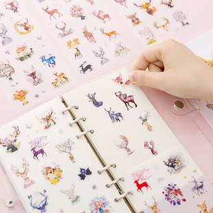 梦幻麋鹿贴纸PVC手账贴画相册装饰卡通可爱少女心日记本贴画素材