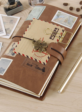 TN旅行随身手账本皮面活页本艺术垃圾制作手帐记事日记本随身本子