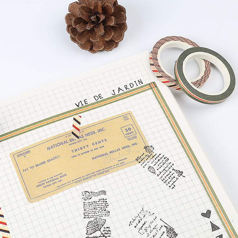 和纸胶带日记手帐贴纸极细装饰分割线可撕无痕相册本牛皮纸不干胶