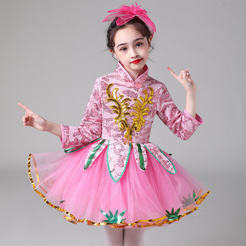 小荷风采花儿你好幼儿舞蹈服儿童蓬蓬纱裙花儿朵朵向太阳表演服